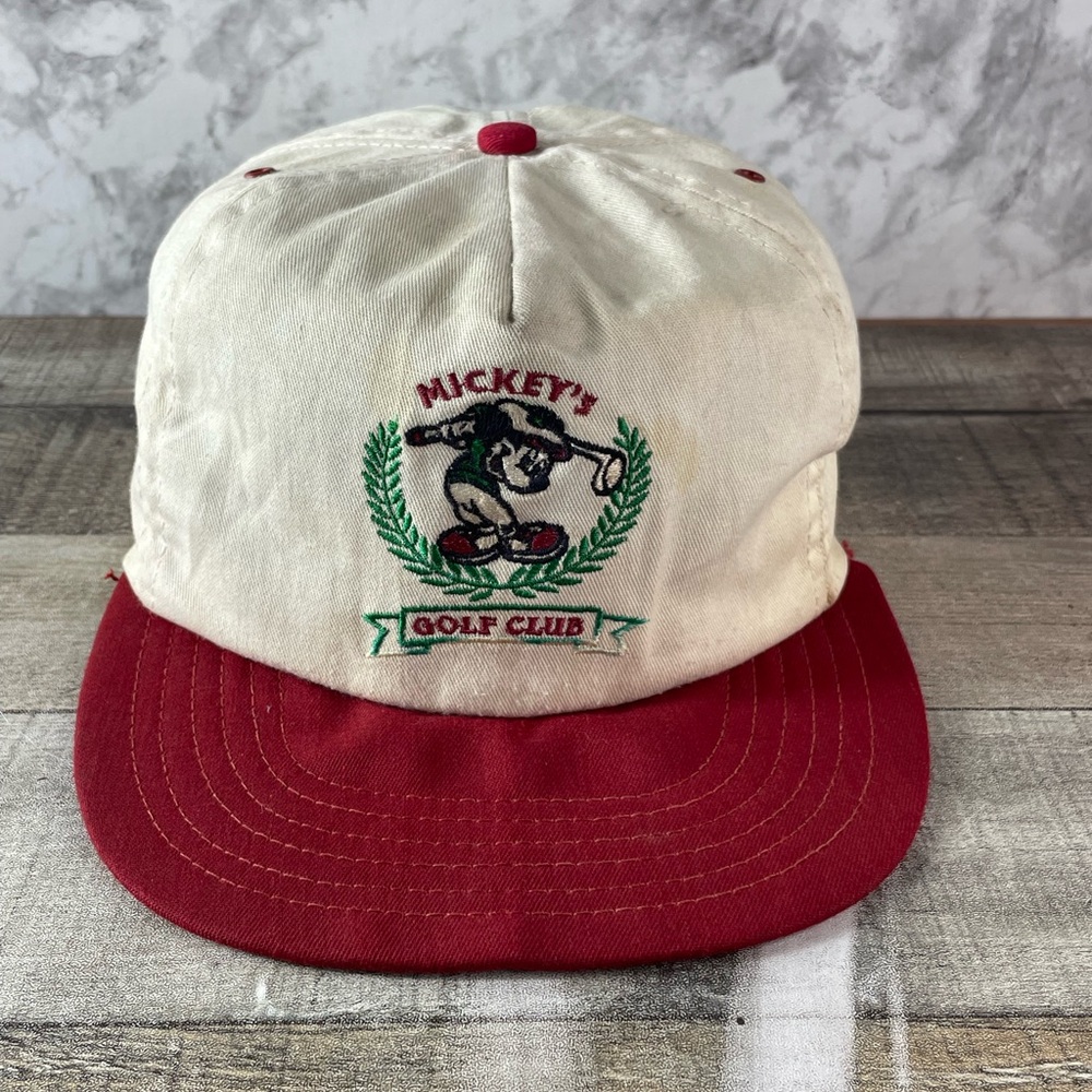 RARE Vtg Mickey's Golf Club Cap Hat Strap Back Re White Made In USA
